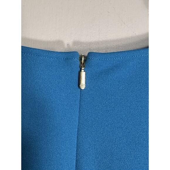 Trina Turk Babette Blue Short Dress Bell Ruffled Sleeves SZ 14 - Picture 5 of 9